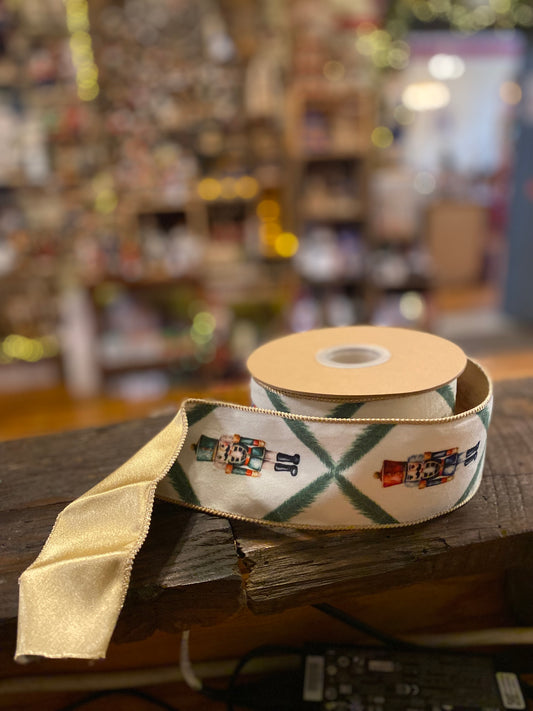 2 1/2" Nutcracker ribbon with North folk Pine - 10 yard roll