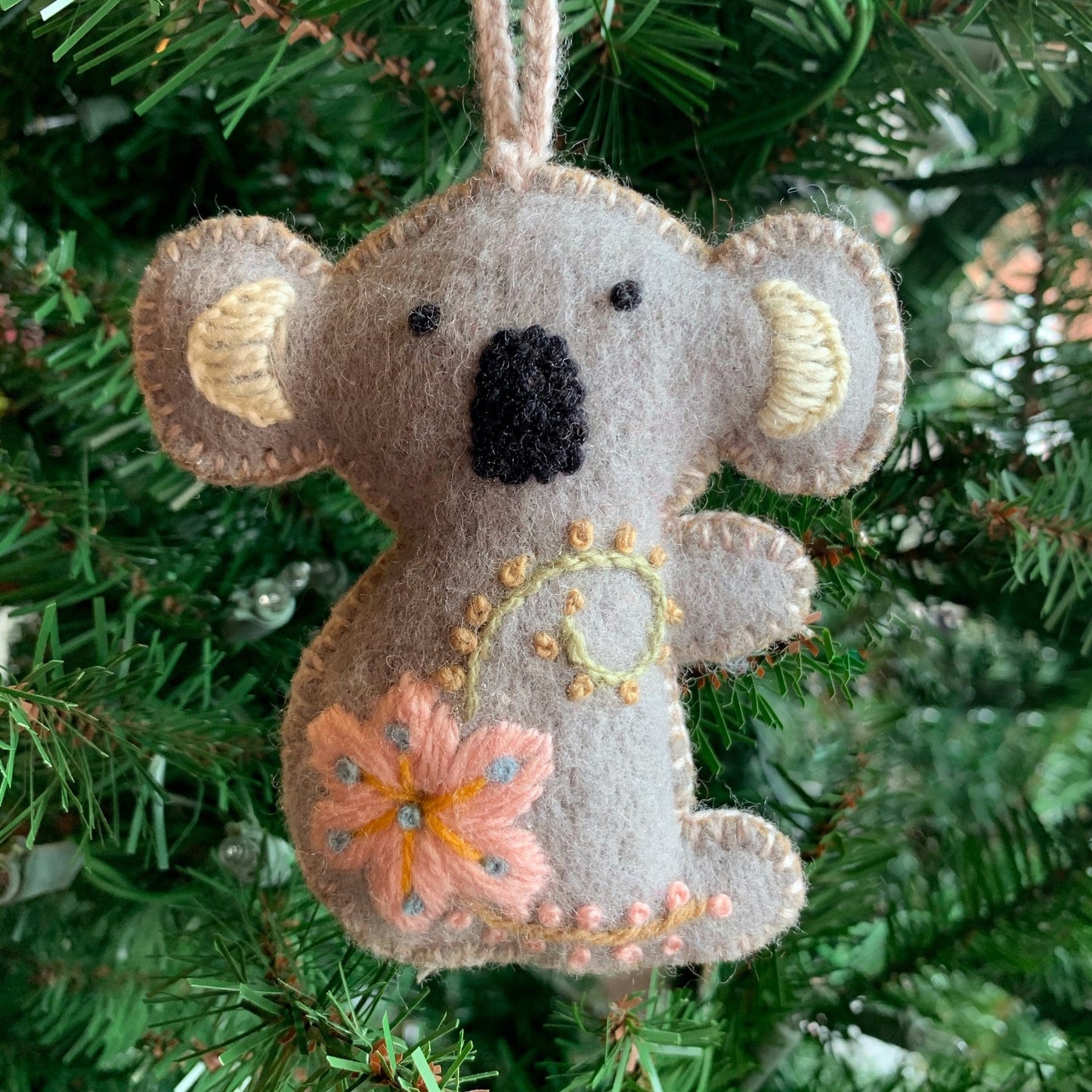 Koala Embroidered Wool Ornament
