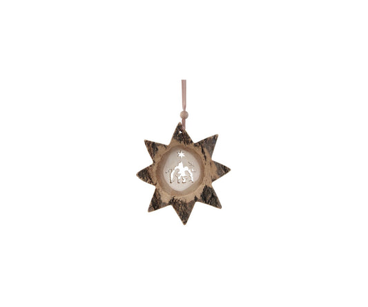 Large Wooden Star Ornament - Nativity