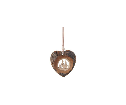 Large Woodcut Heart Ornament - Church
