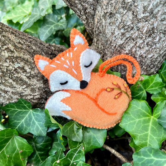 Fox Sleeping Embroidered Ornament