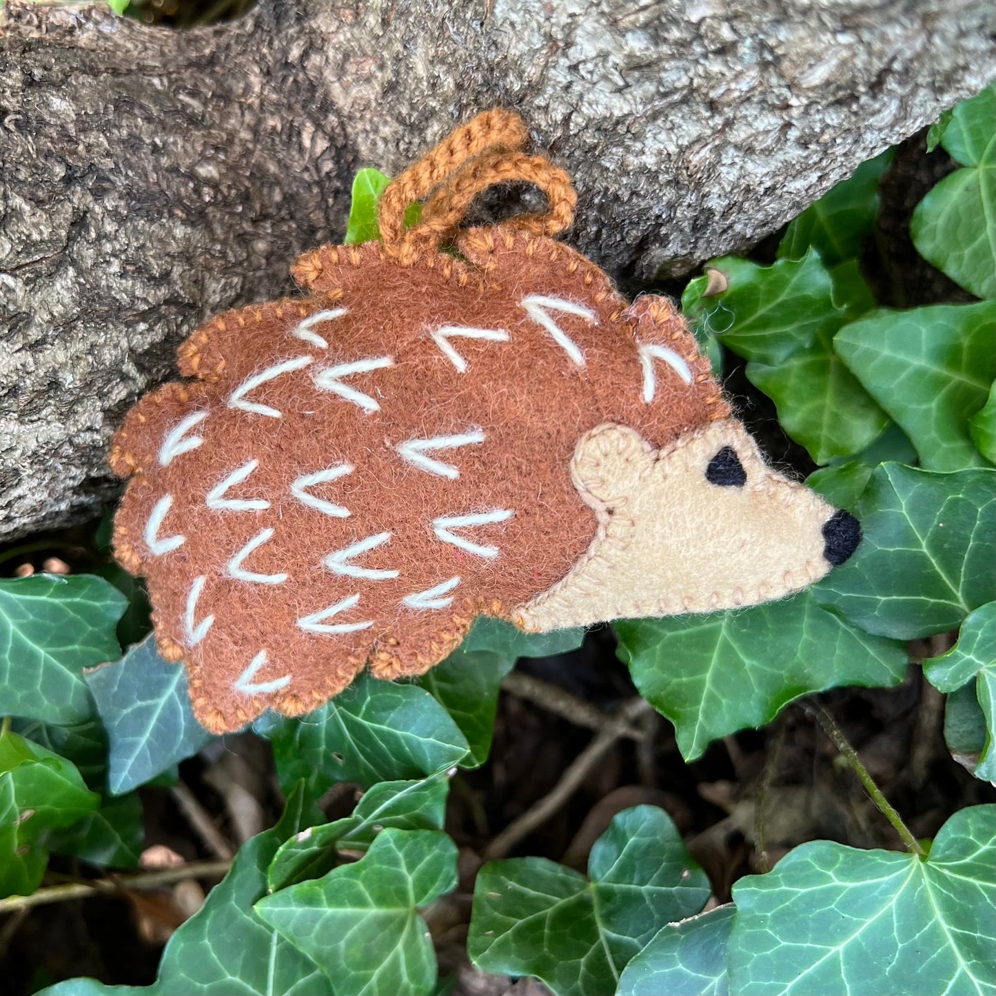 Hedgehog Embroidered Wool Ornament