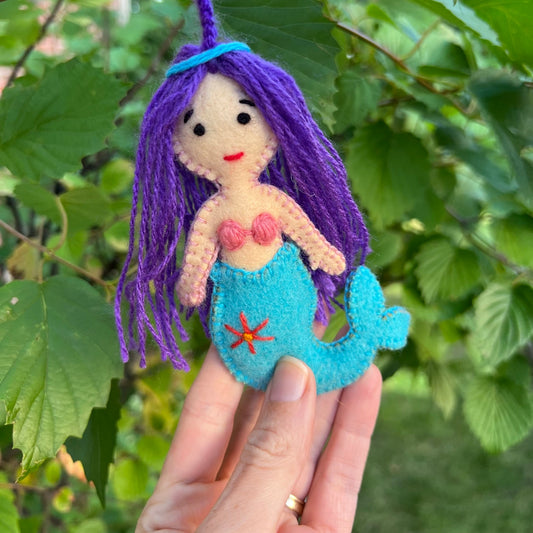 Mermaid Embroidered Wool Ornament