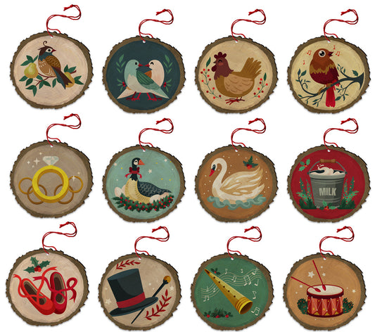 The Twelve Days of Christmas Ornaments - Set of 12