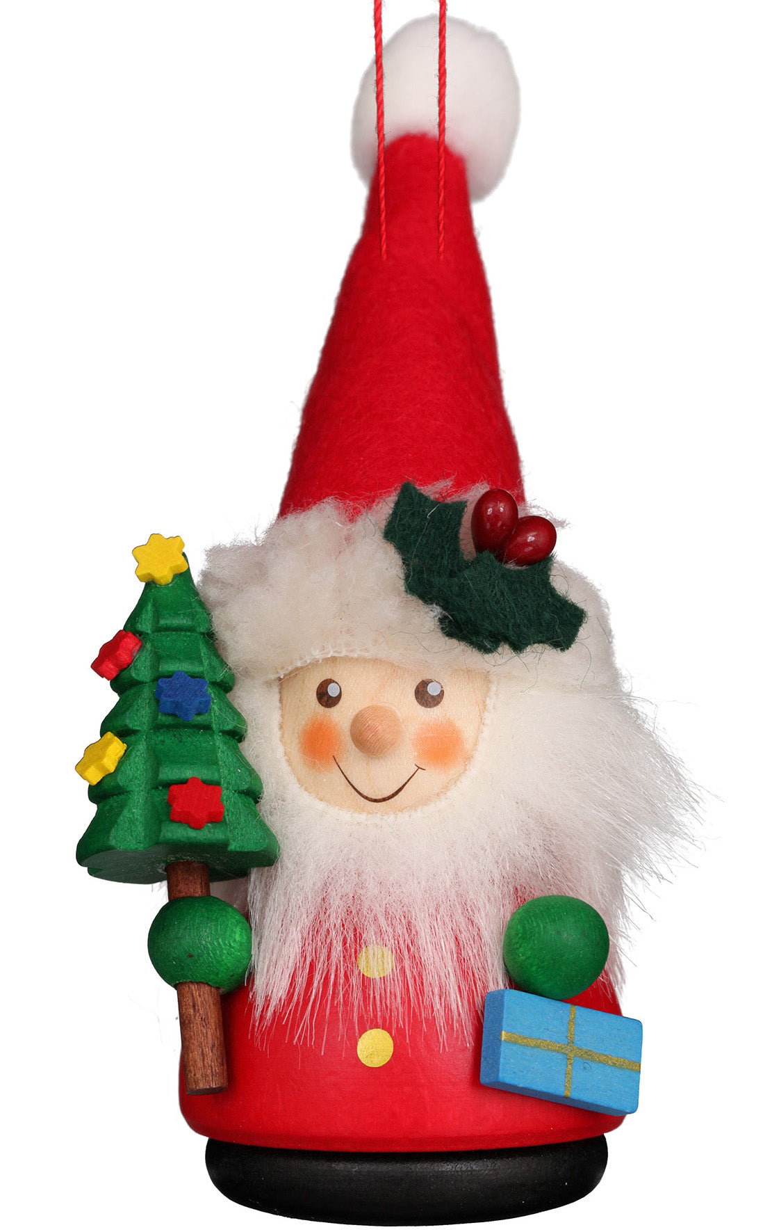 Santa with Tree Red Ornament