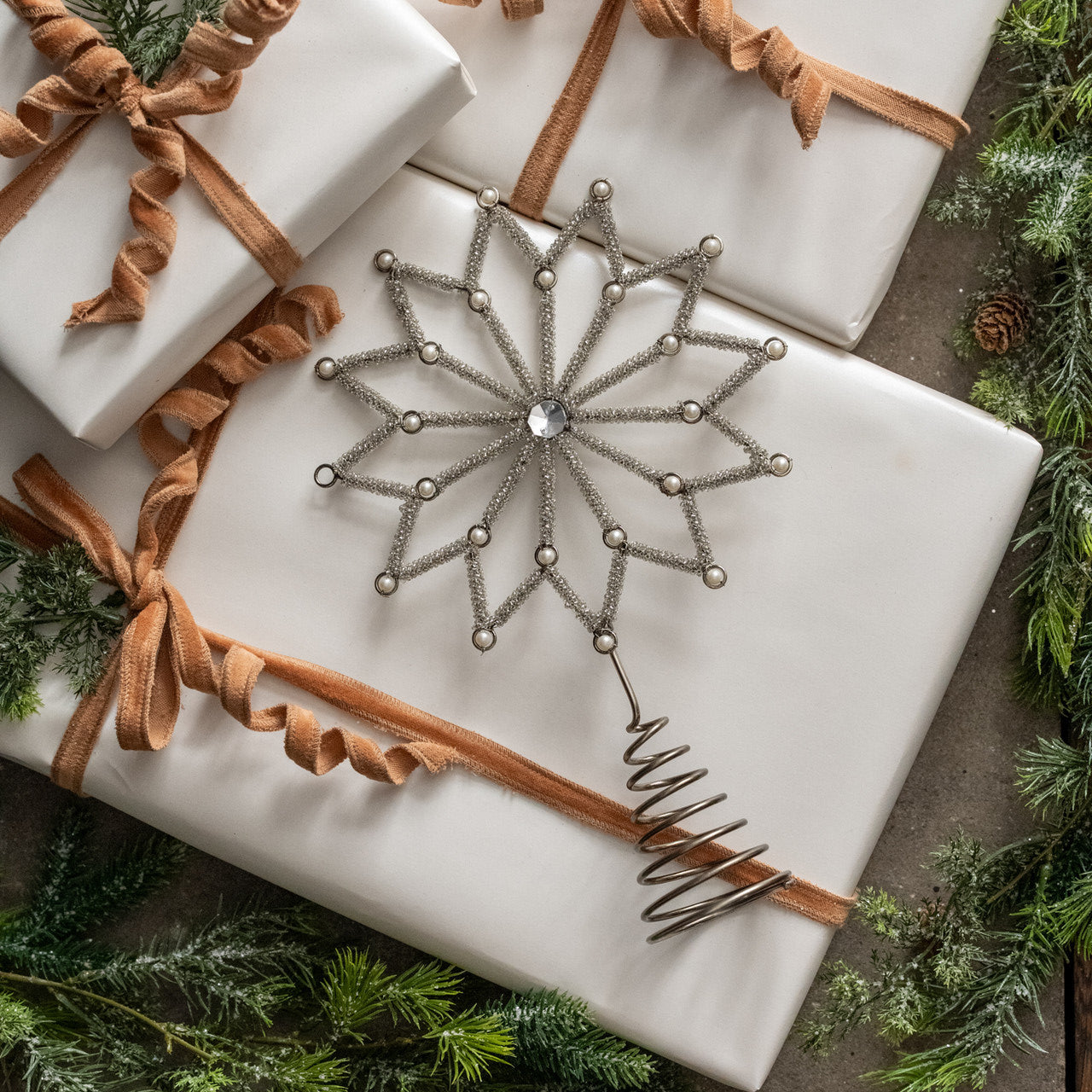 Silver Rhinestone Snowflake Tree Topper