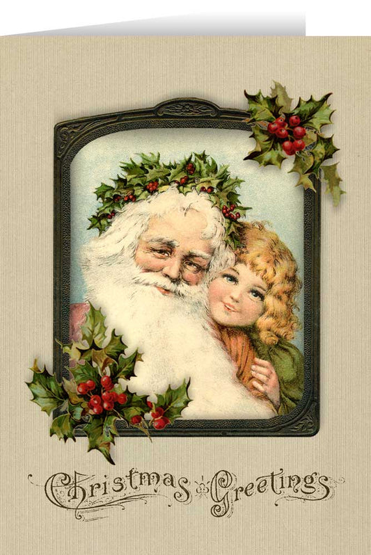 Vintage Santa with Girl Christmas Cards (Box of 25)