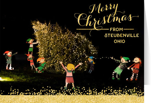 Steubenville Elves with Falling Tree Christmas Cards (Box of 25)