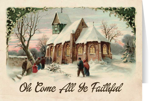 Vintage Church in Snow Christmas Cards (Box of 25)