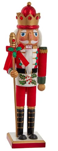 15" Wooden Holly & Berries Nutcracker