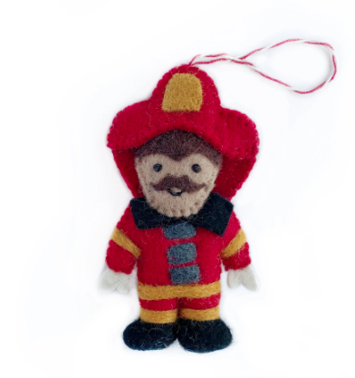 Fireman Ornament, Felt Wool