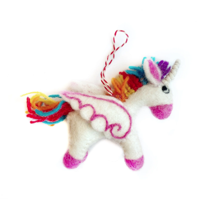 Unicorn Ornament, Felt Wool