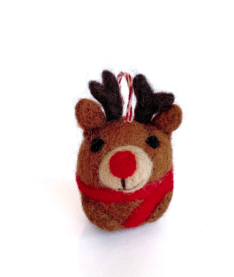 Reindeer Ornament, Tufted Wool