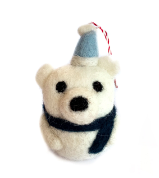 Polar Bear Ornament, Tufted Wool