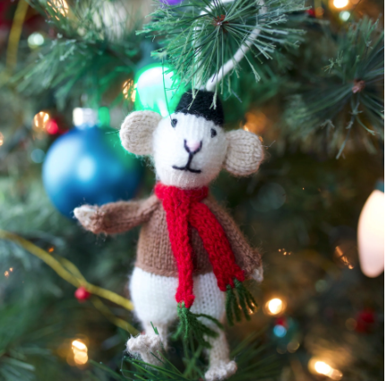 Mr. Mouse Ornament, Knit Wool