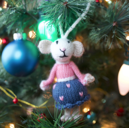 Mrs. Mouse Ornament, Knit Wool