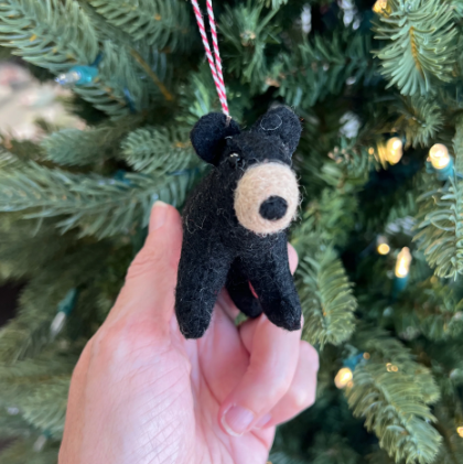 Black Bear Ornament, Felt Wool