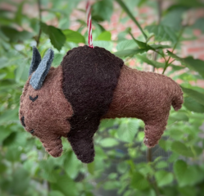 Bison Ornament, Felt Wool