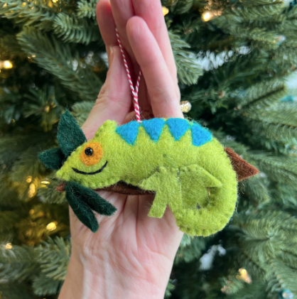 Chameleon Ornament, Felt Wool