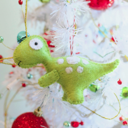 T-Rex Dinosaur Ornament, Felt Wool