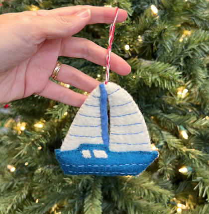 Sailboat Ornament, Felt Wool