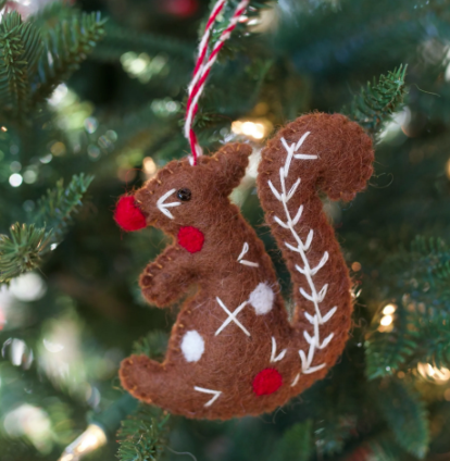 Squirrel Ornament, Felt Wool