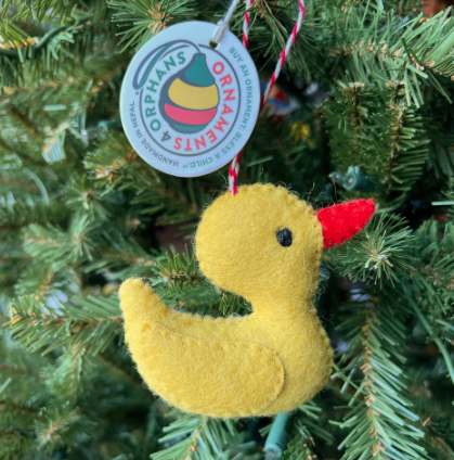 Rubber Duck Ornament, Felt Wool