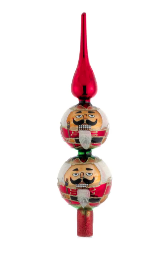 13" Un-Lit Glass Nutcracker Finial Treetop
