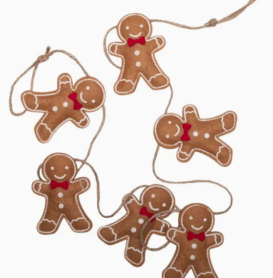 Brown Felt Gingerbread Man Garland w/6 Men