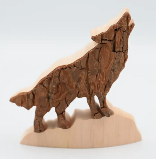 Bark Howling Wolf on Rock