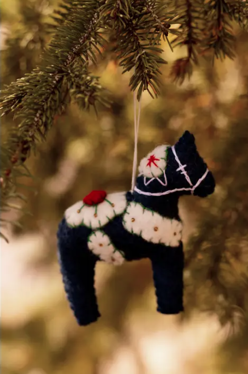 Felt Ornament, Dala Horse - Blue