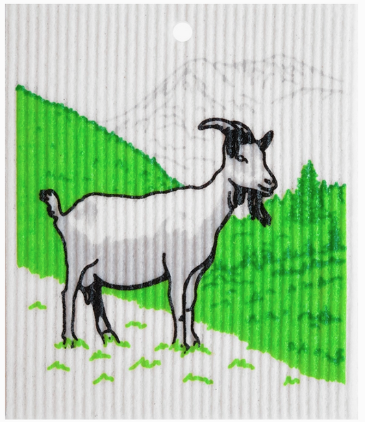 Goat On Mountainside Swedish Wash Towel By Harry W. Smith