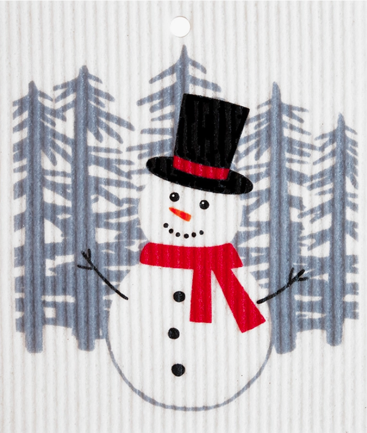 Snowman with Top Hat Swedish Wash Towel