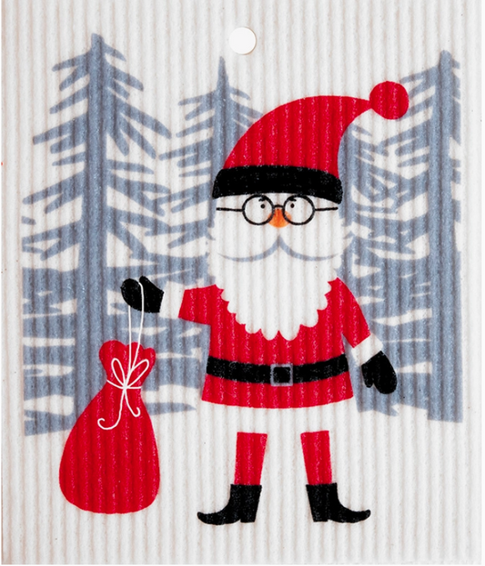 Santa with Package Swedish Wash Towel