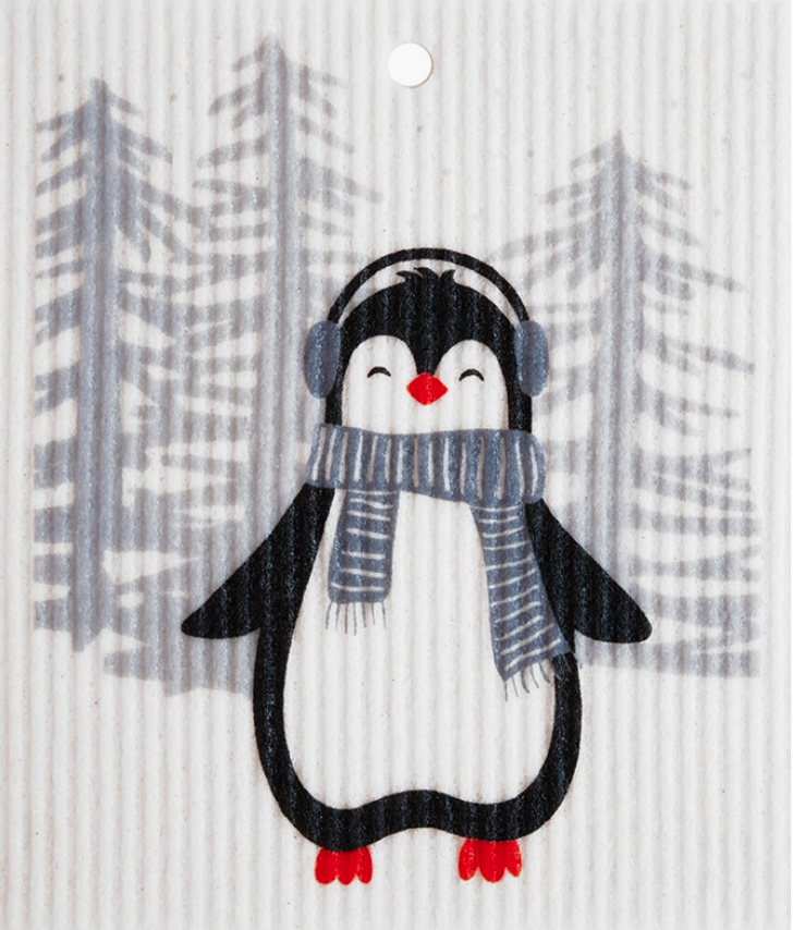 Penguin with Earmuffs Swedish Wash Towel