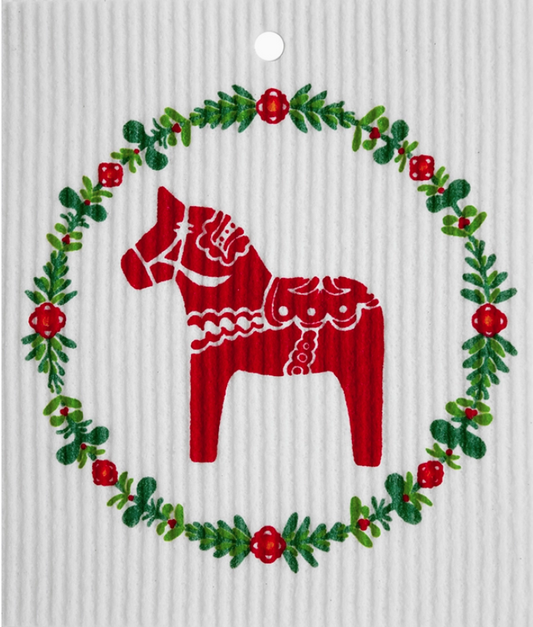 Nordic Collection Dala Horse Swedish Wash Towel