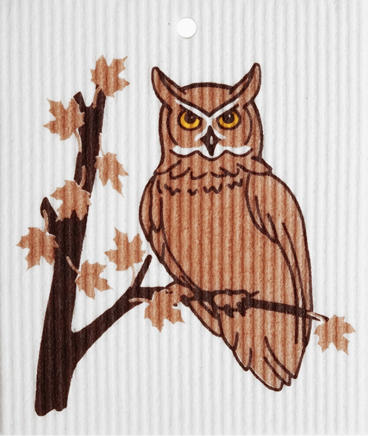 Owl On Branch By Harry W. Smith Swedish Wash Towel