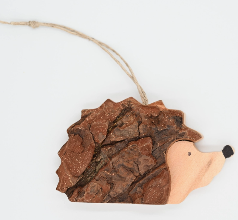 Bark Lying Down Hedgehog Ornament