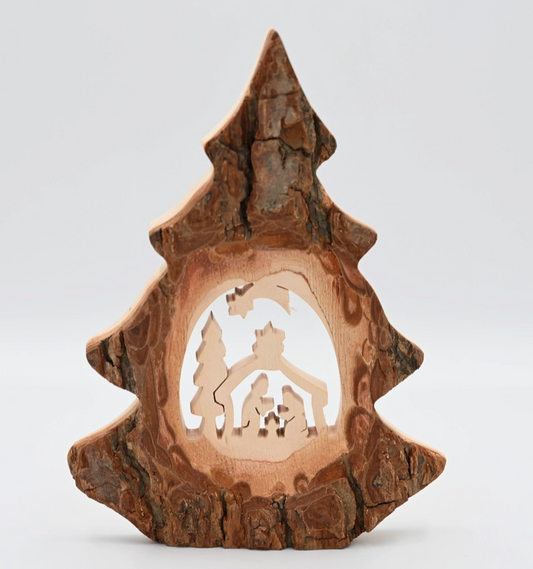 Nativity Cutout Bark Christmas Tree