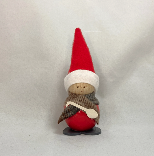 Wood Santa with Scarf and Spoon