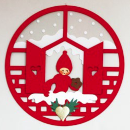 Nisse in Window with Hearts Mobile, 3 Assorted