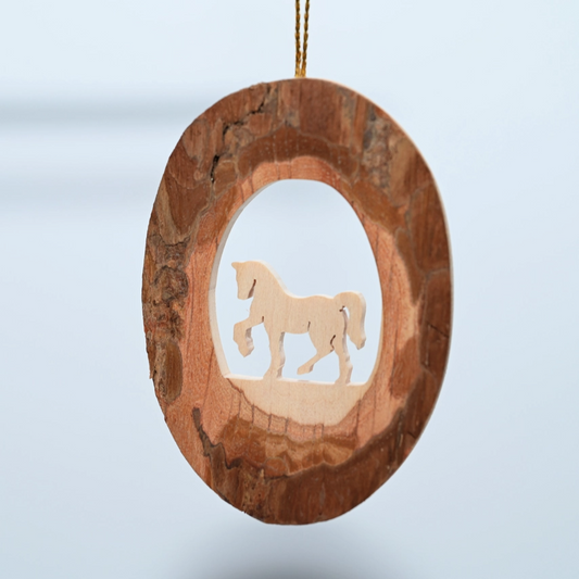 Horse Bark Oval Ornament