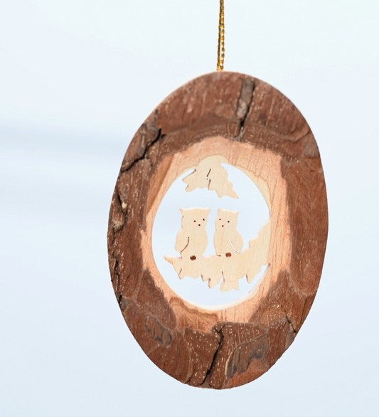 Owls Bark Oval Ornament
