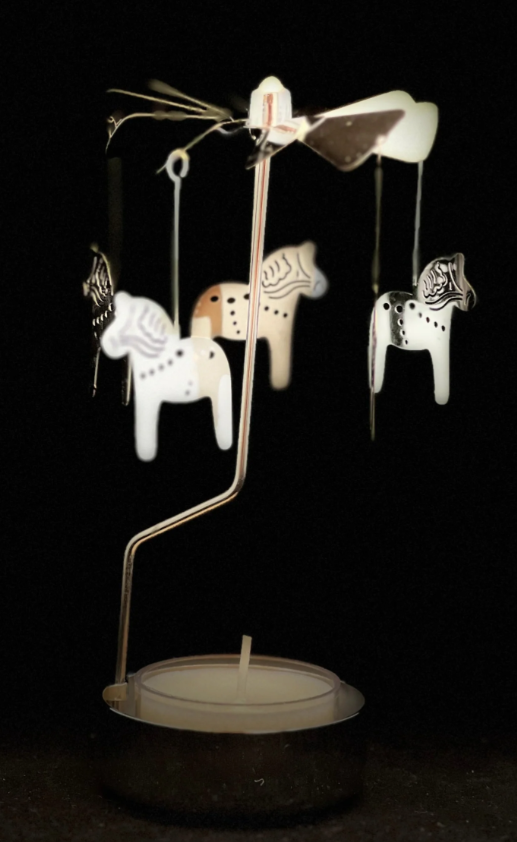 Silver Swedish/Dala Horse Rotary Candleholder