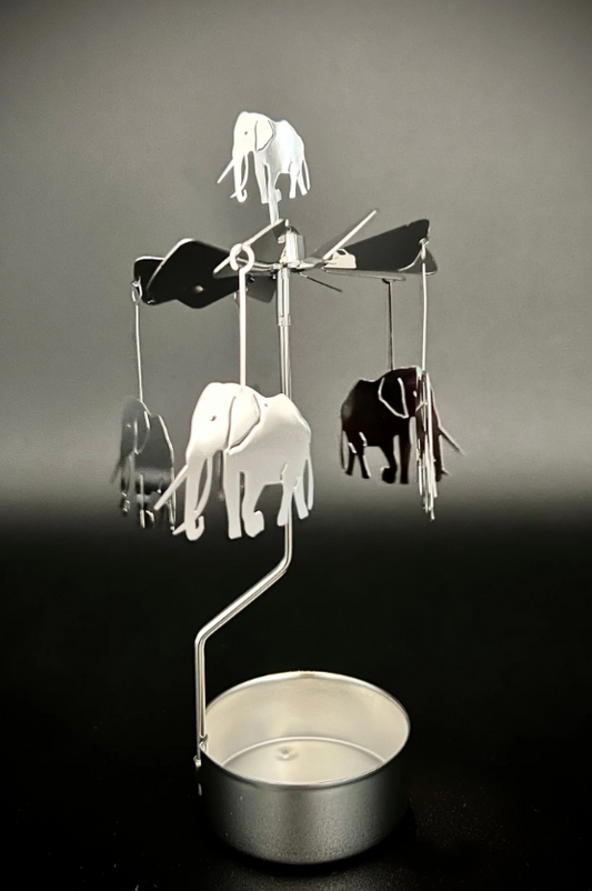 Silver Elephant Rotary Candleholder