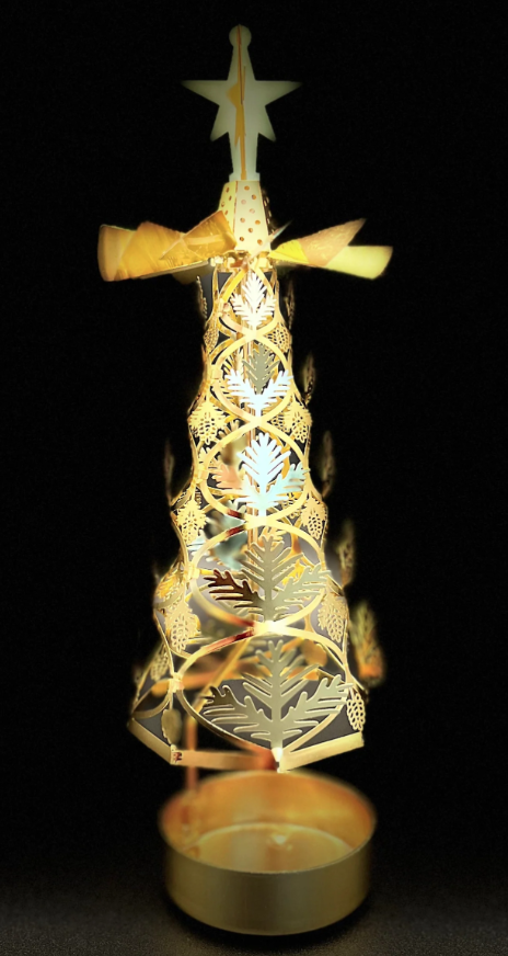 Gold Leaves Christmas Tree Rotary Candleholder