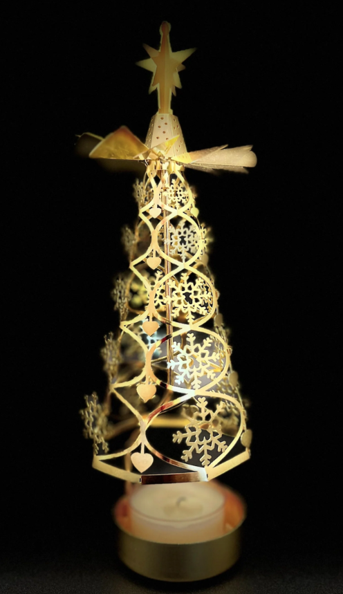 Gold Snowflakes Christmas Tree Rotary Candleholder