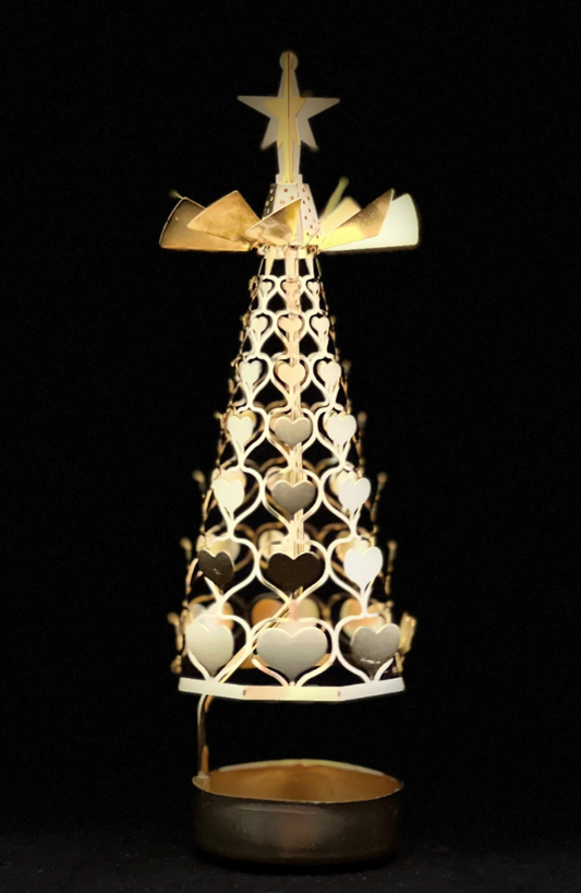 Hearts Christmas Tree Rotary Candleholder (Gold)