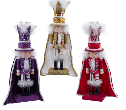 13" Hollywood Nutcrackers™ Purple, Gold & Red King Nutcrackers, 3 Assorted