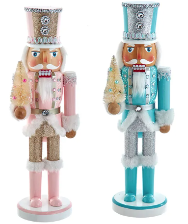 14" Pink & Blue Soldier Nutcrackers, 2 Assorted